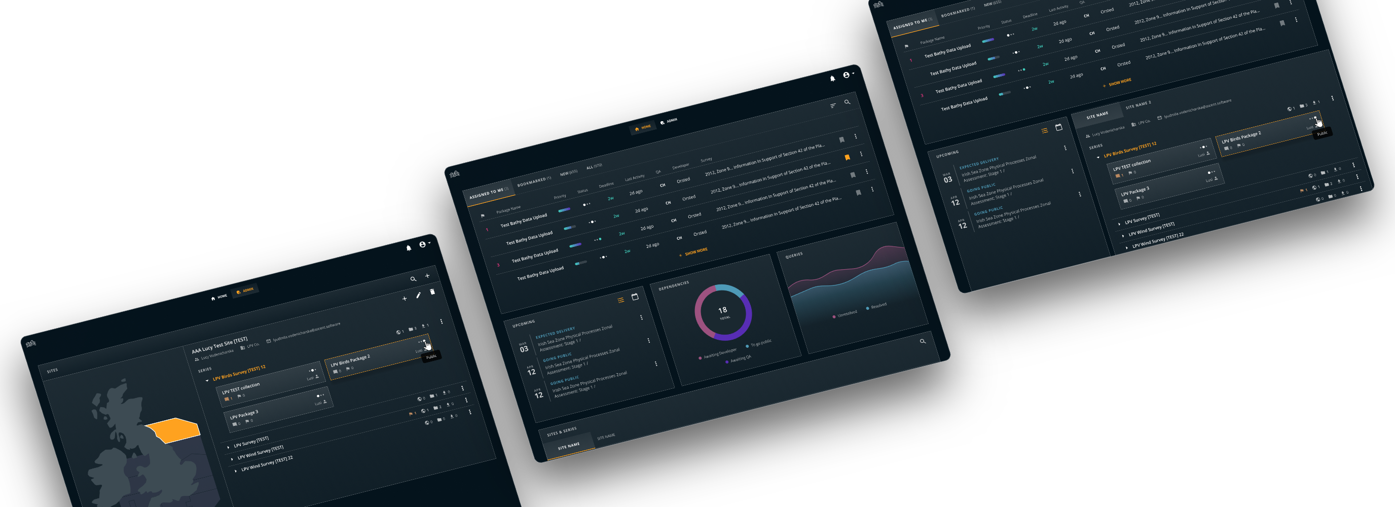 Ascent package dashboard and admin screens