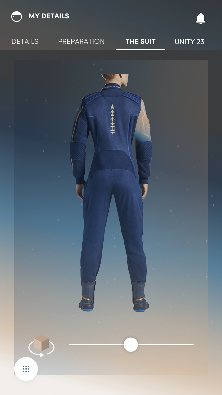 The Suit: a rotatable 3D model of the flight suit
